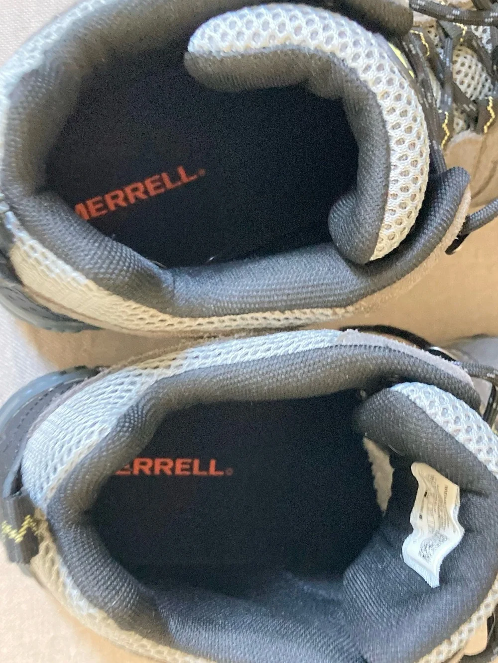 Merrell Accentor 2 Mid Vent Hiking Boots — Grey Yellow Suede Lug Sole Men’s 9.5